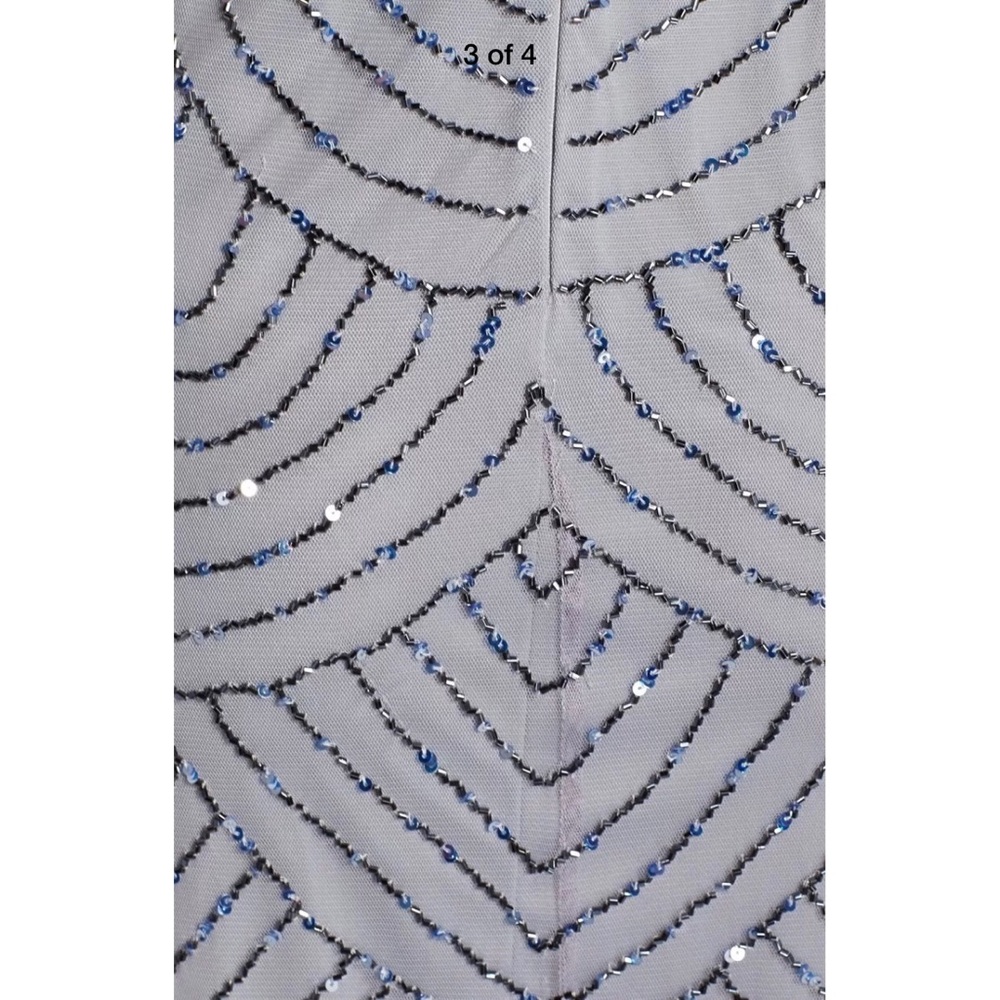 NEW $198 Adrianna‎ Papell Sequin Mesh Blouson Dress in Dusty Blue [SZ 12 ] - Picture 5 of 5